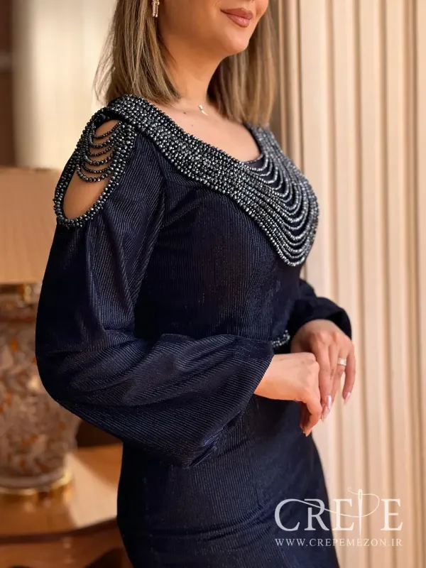 ماکسی لمه نگین دوزی آستین کلوش