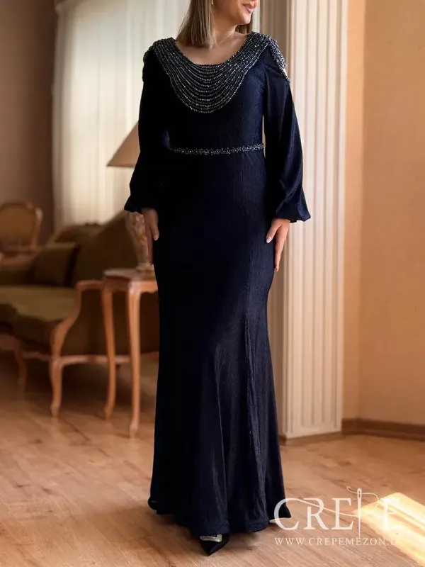 ماکسی لمه نگین دوزی آستین کلوش