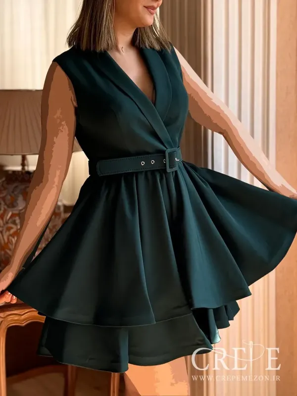 پیراهن کوتاه دخترانه یقه آرشال 