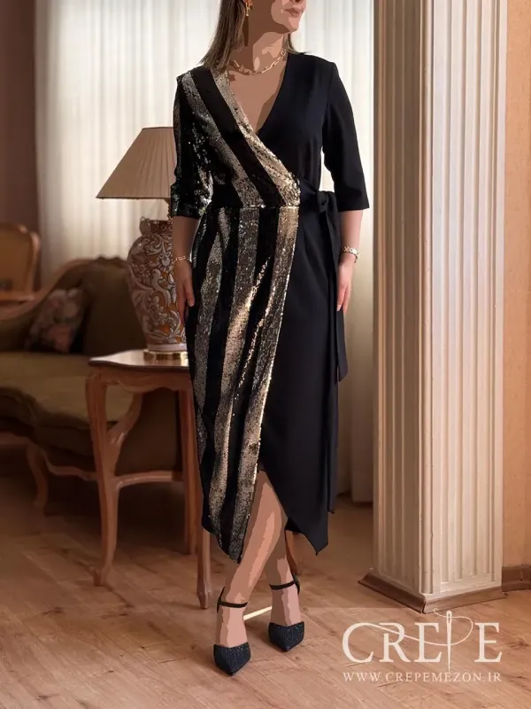 پیراهن دالقیچ یکطرف پولکی