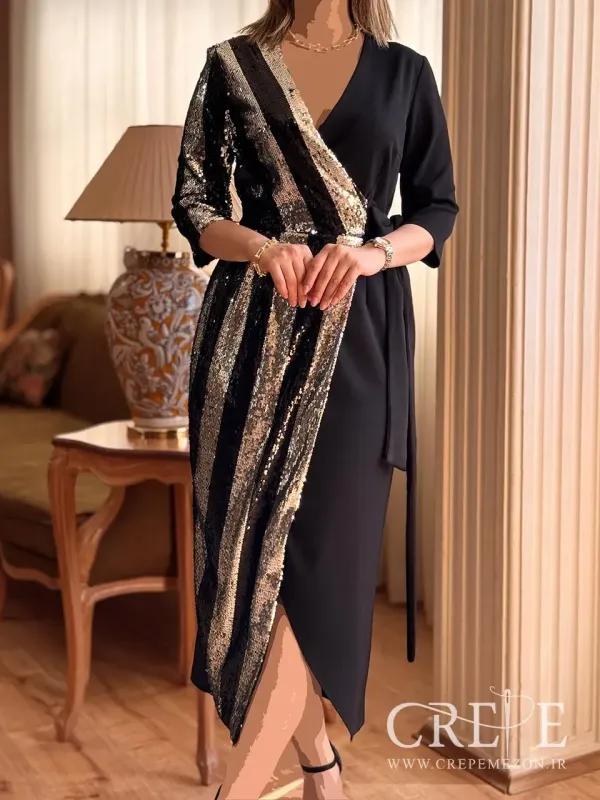 پیراهن دالقیچ یک طرف پولکی