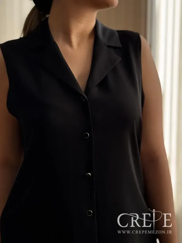 تاپ کرپ حریر یقه انگلیسی