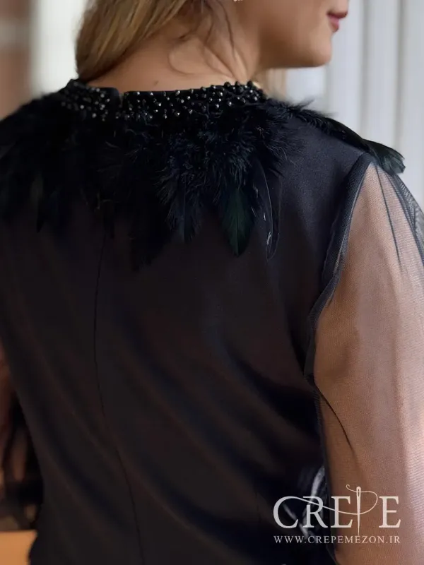 پیراهن کوتاه آستین تور پردار