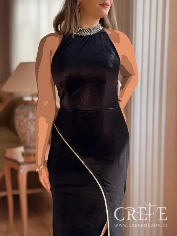 ماکسی مخمل یقه نگینی