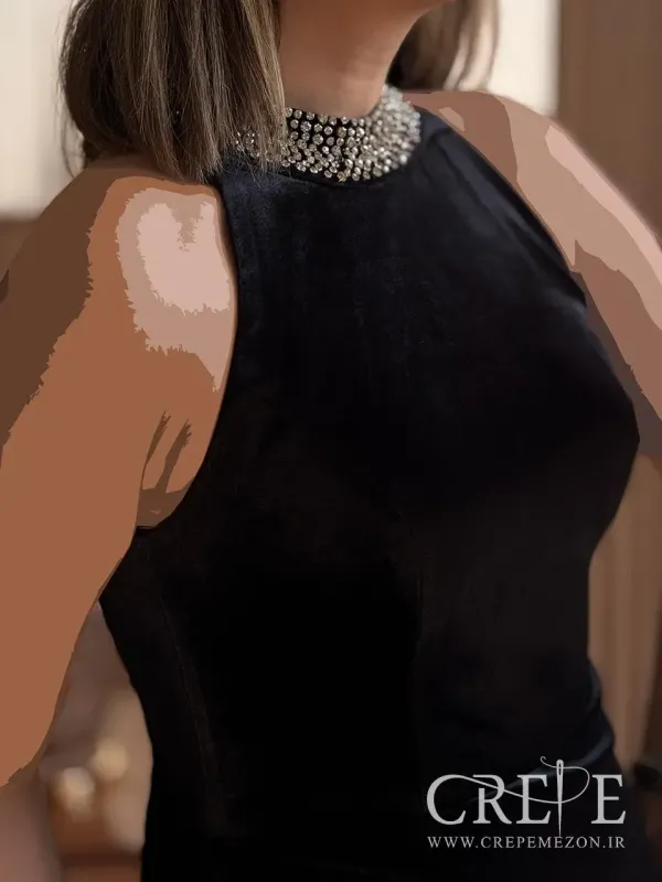 ماکسی مخمل یقه نگینی