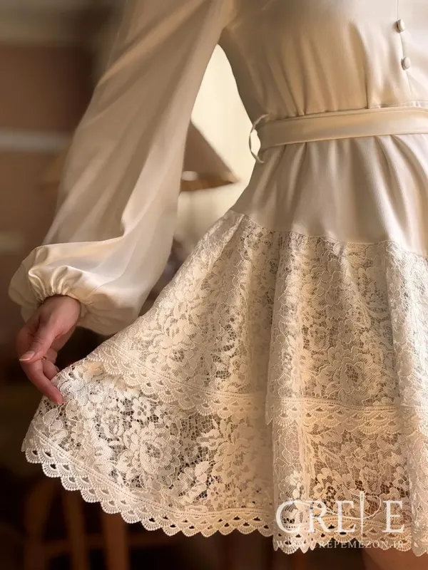 پیراهن کوتاه ساتن گیپور