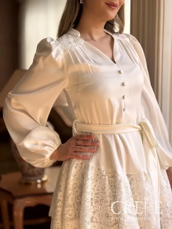 پیراهن کوتاه ساتن گیپور