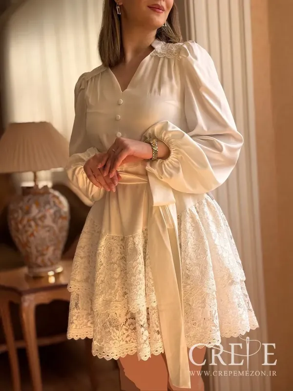 پیراهن کوتاه ساتن گیپور