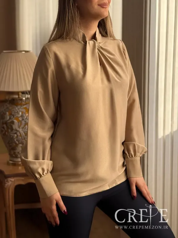 شومیز یقه گره ای ساتن مخمل