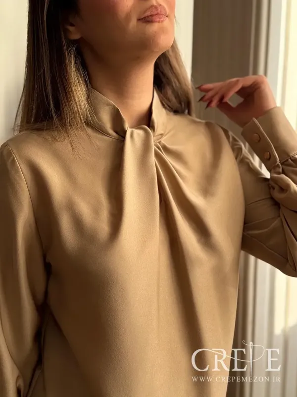 شومیز ساتن یقه گره ای