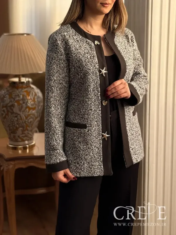 پالتو تدی یقه گرد ترکیبی
