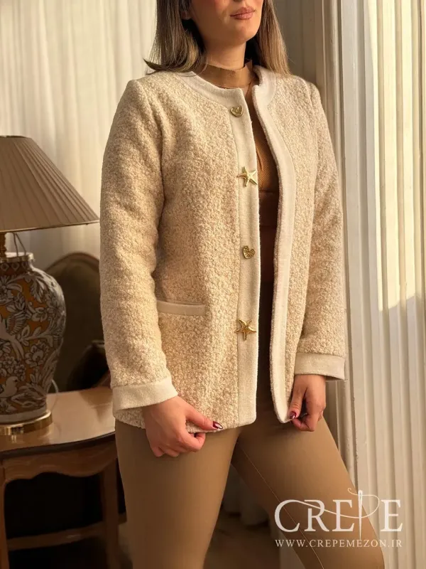 پالتو تدی یقه گرد ترکیبی