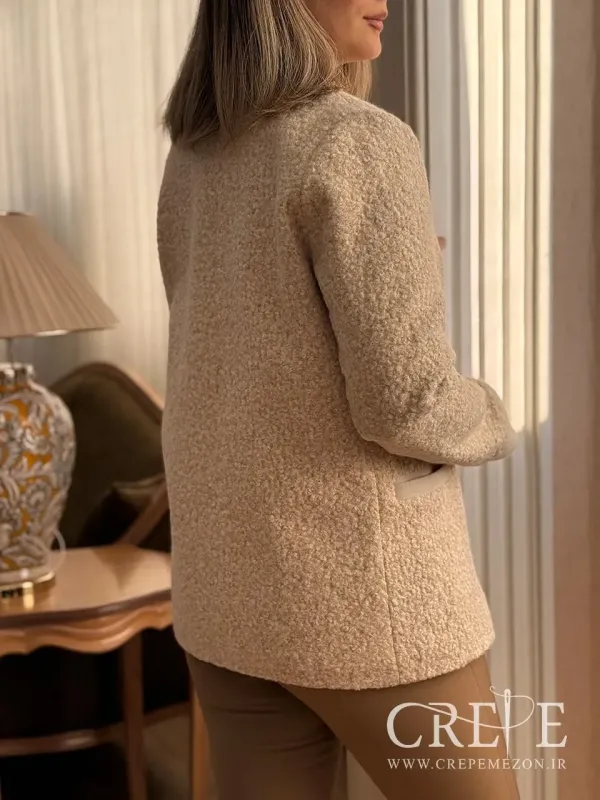 پالتو تدی یقه گرد ترکیبی