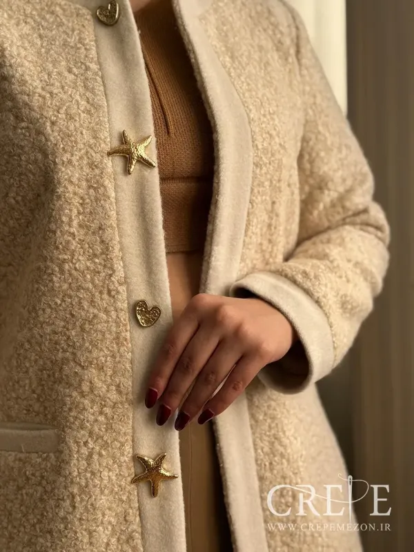پالتو تدی یقه گرد ترکیبی