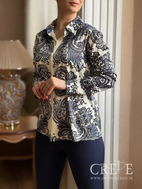 شومیز ساتن طرح ترمه 