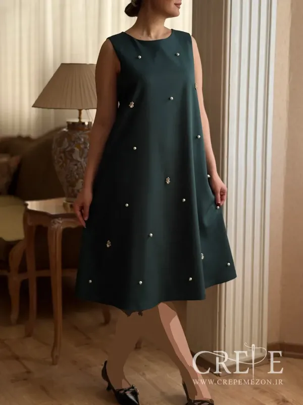 پیراهن فون آستین حلقه نگینی