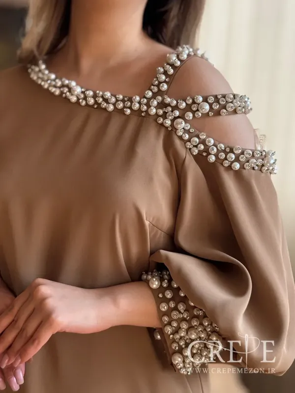 پیراهن میدی یقه مرواریدی