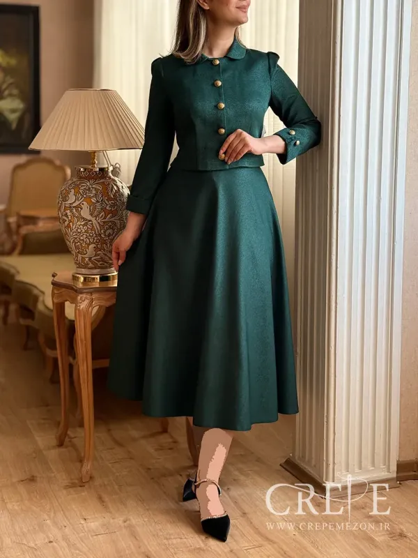 ست کت و دامن کتان لمه شیرین