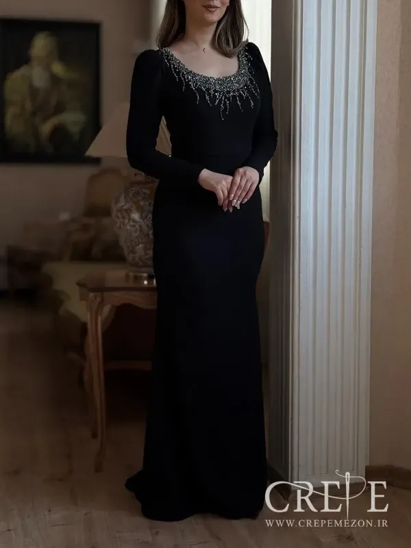 ماکسی مجلسی یقه سنگدوزی