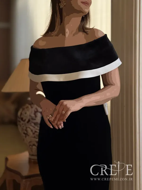 پیراهن  مخمل یقه قایقی  