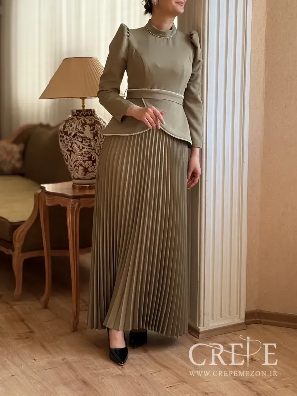 پیراهن میدی بالاتنه نواردوزی