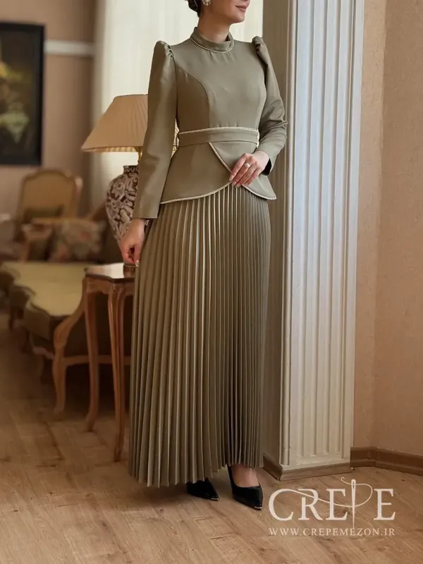 پیراهن میدی بالاتنه نواردوزی