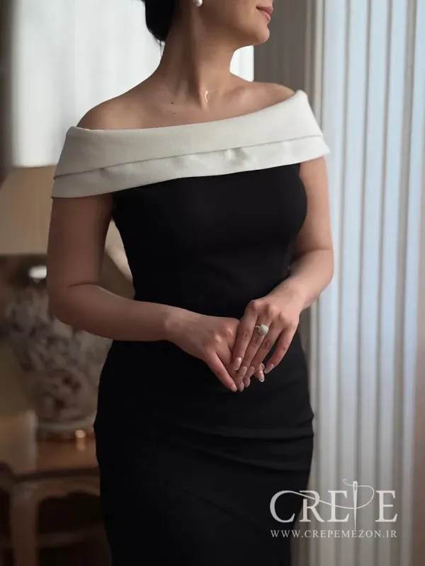 ماکسی یقه قایقی کمربندی 