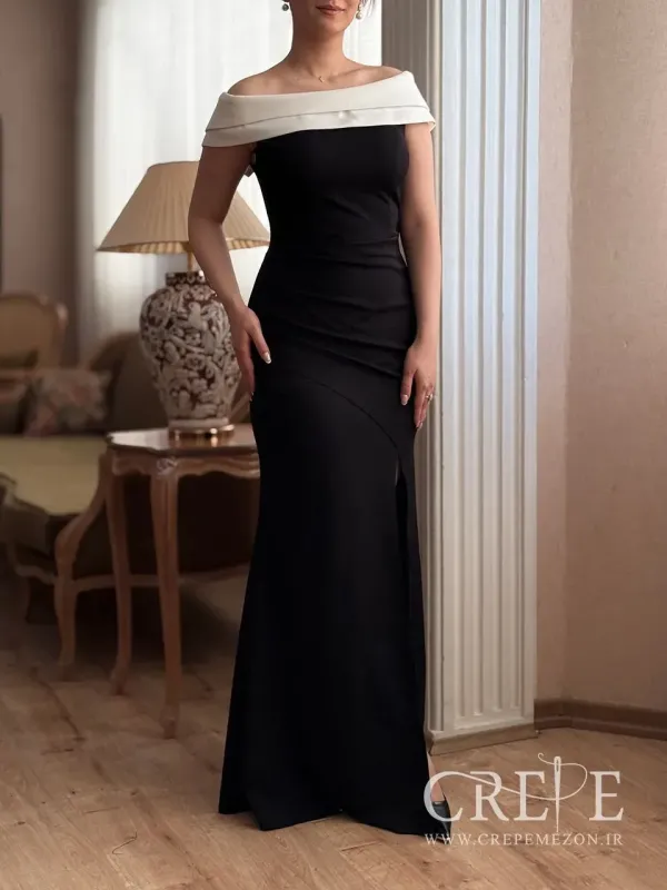 ماکسی یقه قایقی کمربندی 