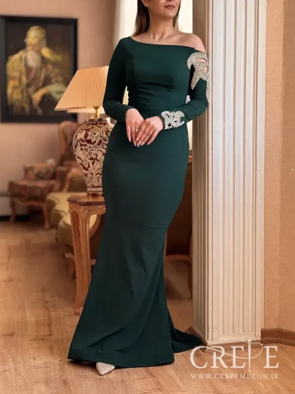 ماکسی آستین یک طرف نگین دوزی