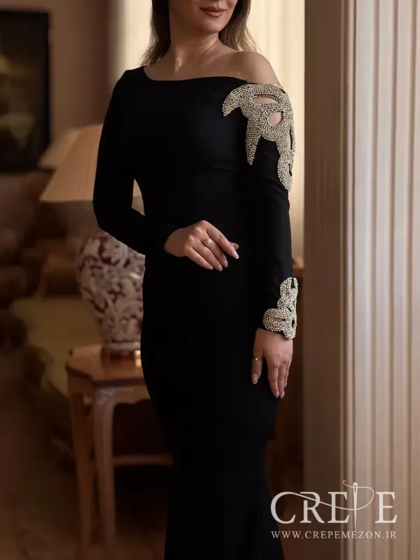 ماکسی آستین یک طرف نگین دوزی