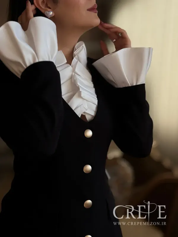پیراهن حاشیه سفید چیندار