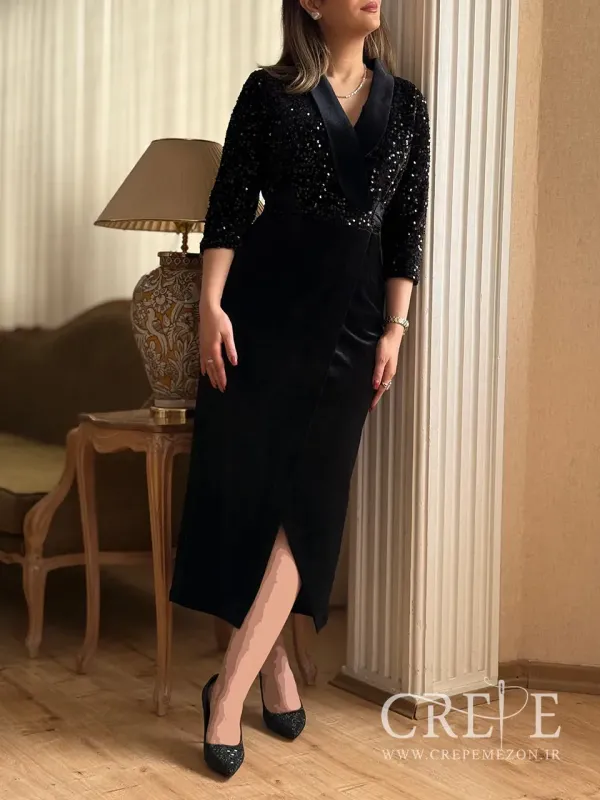 پیراهن مخمل بالاتنه پولکی