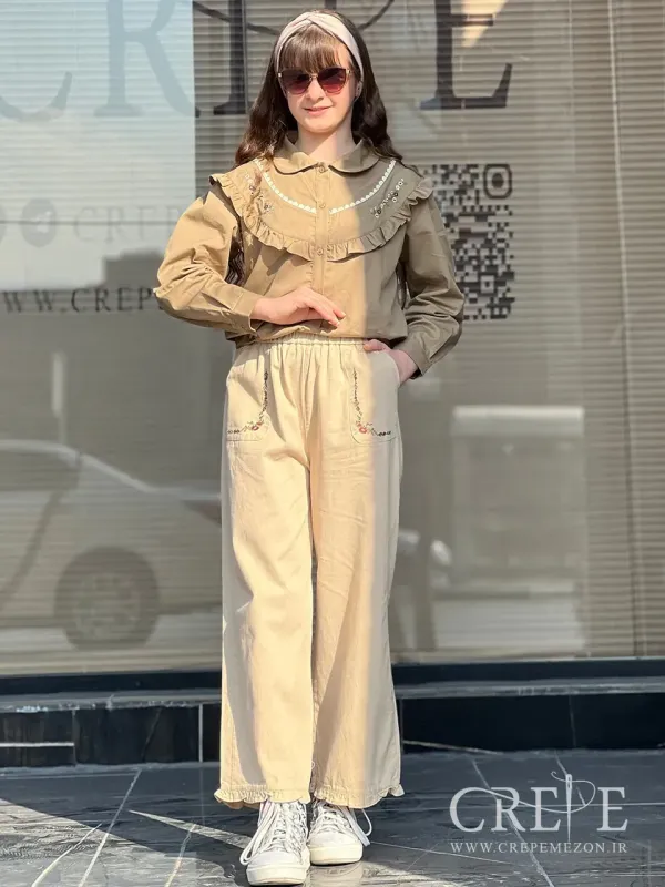 شلوار کتان جیب گلدوزی