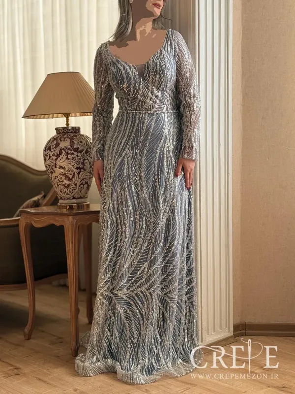 پیراهن دکلته دامن کلوش ترک