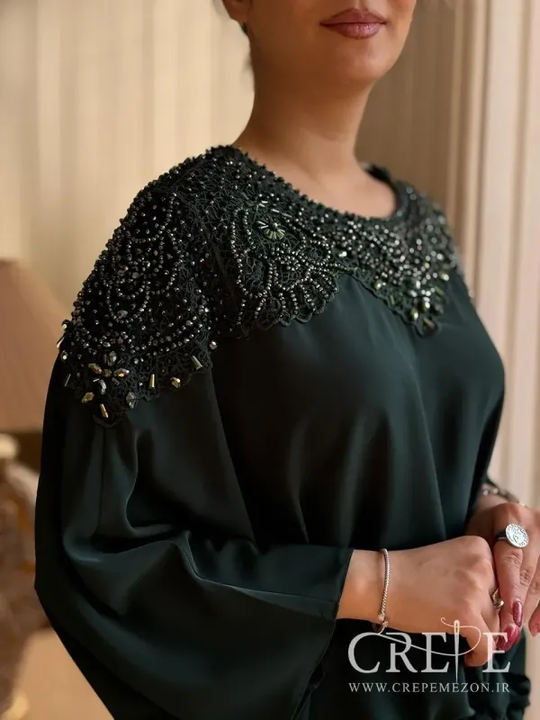 شومیز یقه منجوق دوزی