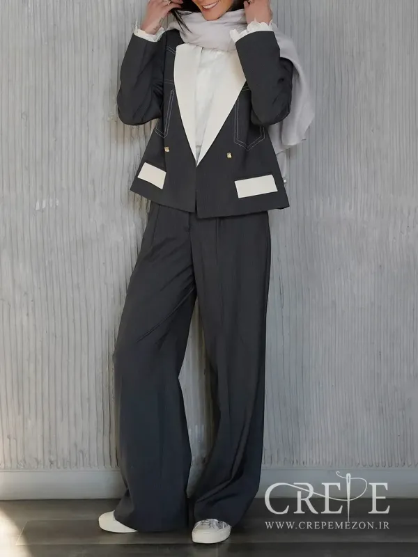 کت و شلوار دیپلمات آستین گیپور