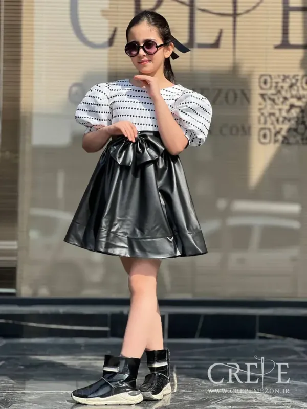 پیراهن چرم آستین پفی 