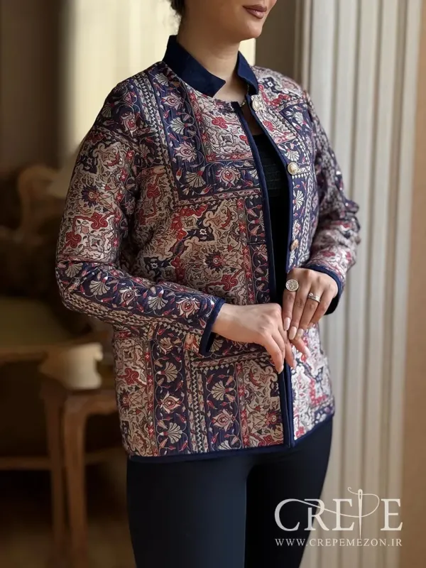 کت ژاکارد یقه فرنچ