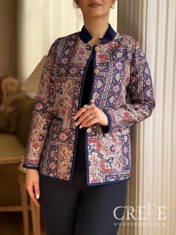 کت ژاکارد یقه فرنچ