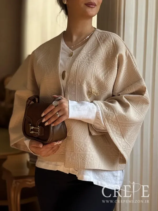 دو تیکه ژاکارد لینن کت و شومیز یقه هفت