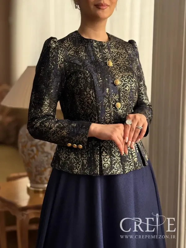 کت ژاکارد طلایی جانا