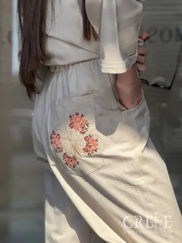 ست شومیز شلوار گلدوزی  