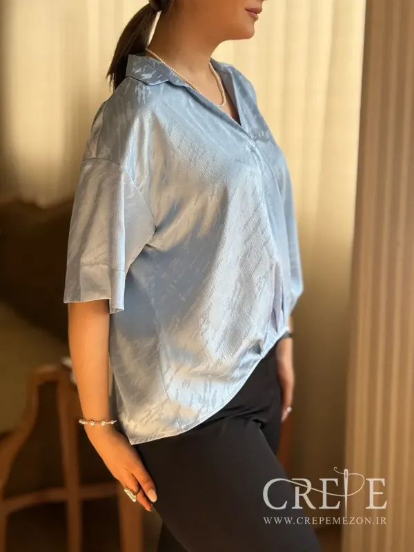 شومیز ساتن پشت بلند