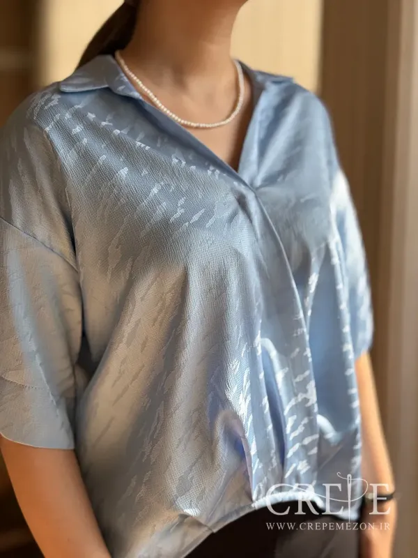 شومیز ساتن پشت بلند