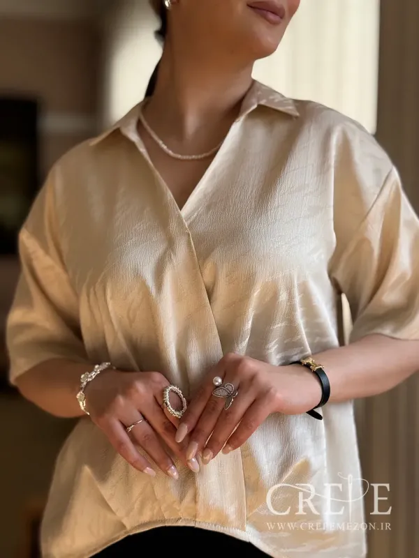 شومیز ساتن پشت بلند