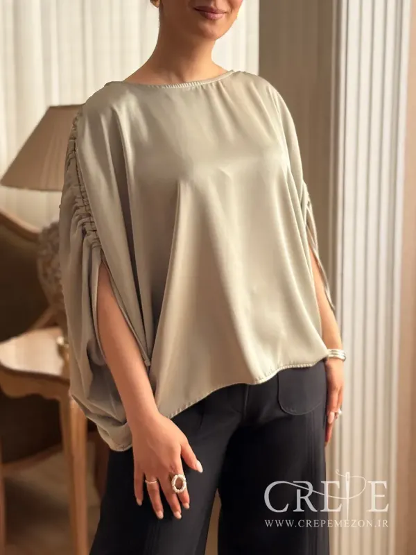 شومیز ساتن سرشانه بنددار