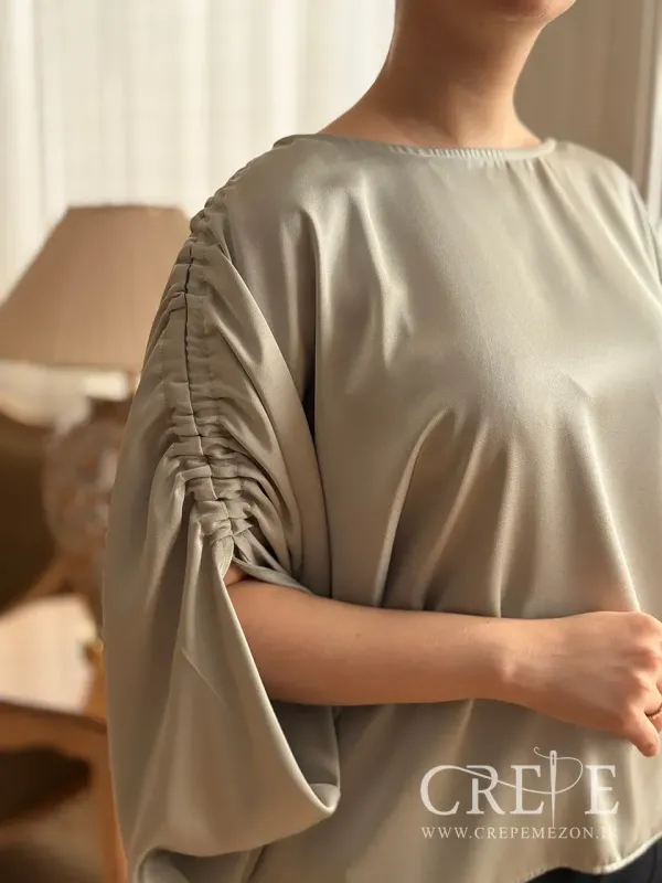 شومیز ساتن سرشانه بنددار