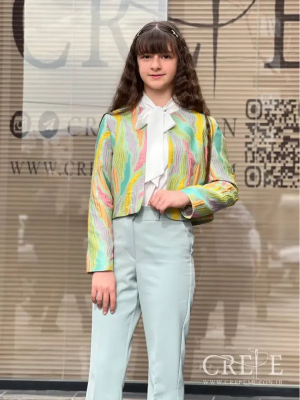 کت ژاکارد طرح رنگین کمان