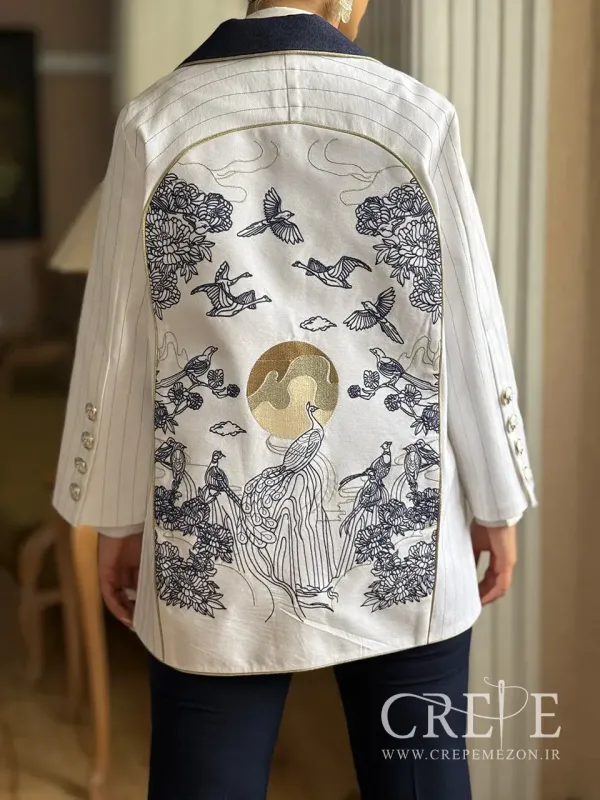 مانتو کتان راه راه جلو طرحدار