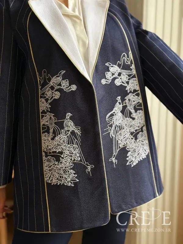 کت جین سوزن دوزی طاووس